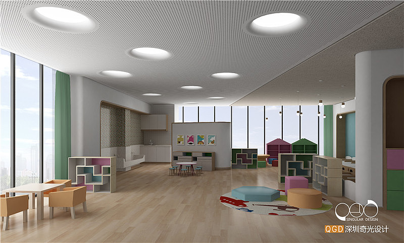 郑州睿丁国际双语幼儿园设计案例-郑州奇光高端幼儿园设计公司