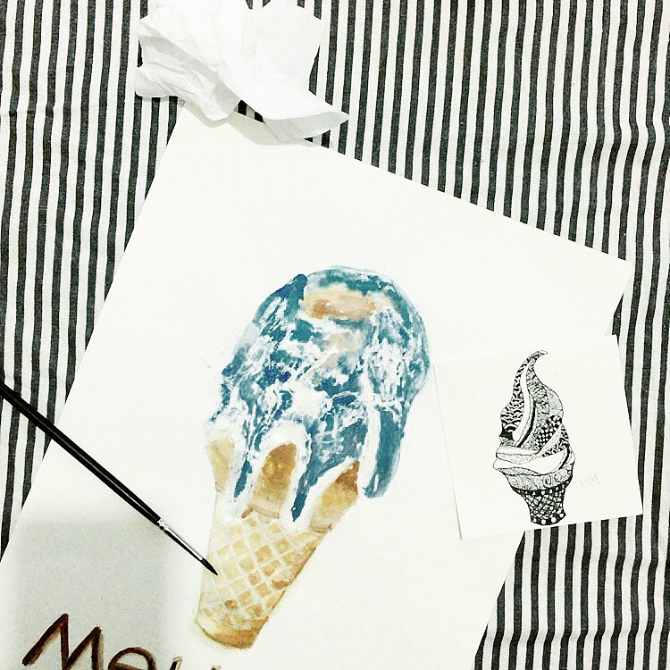 A4纸上画水彩…