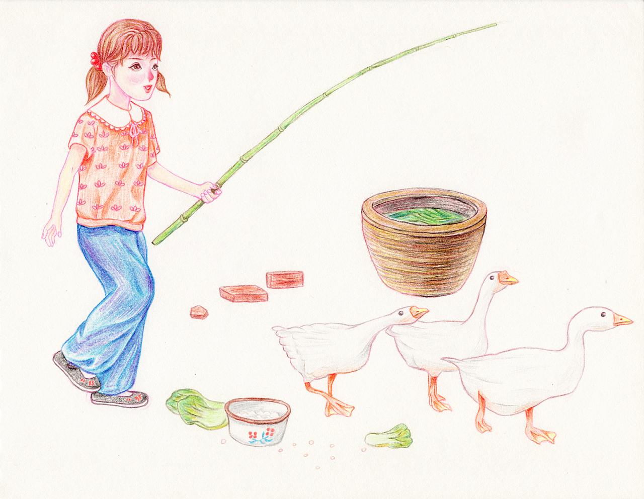 手绘乡村女孩日常|插画|创作习作|立羽damon - 原创作品 - 站酷