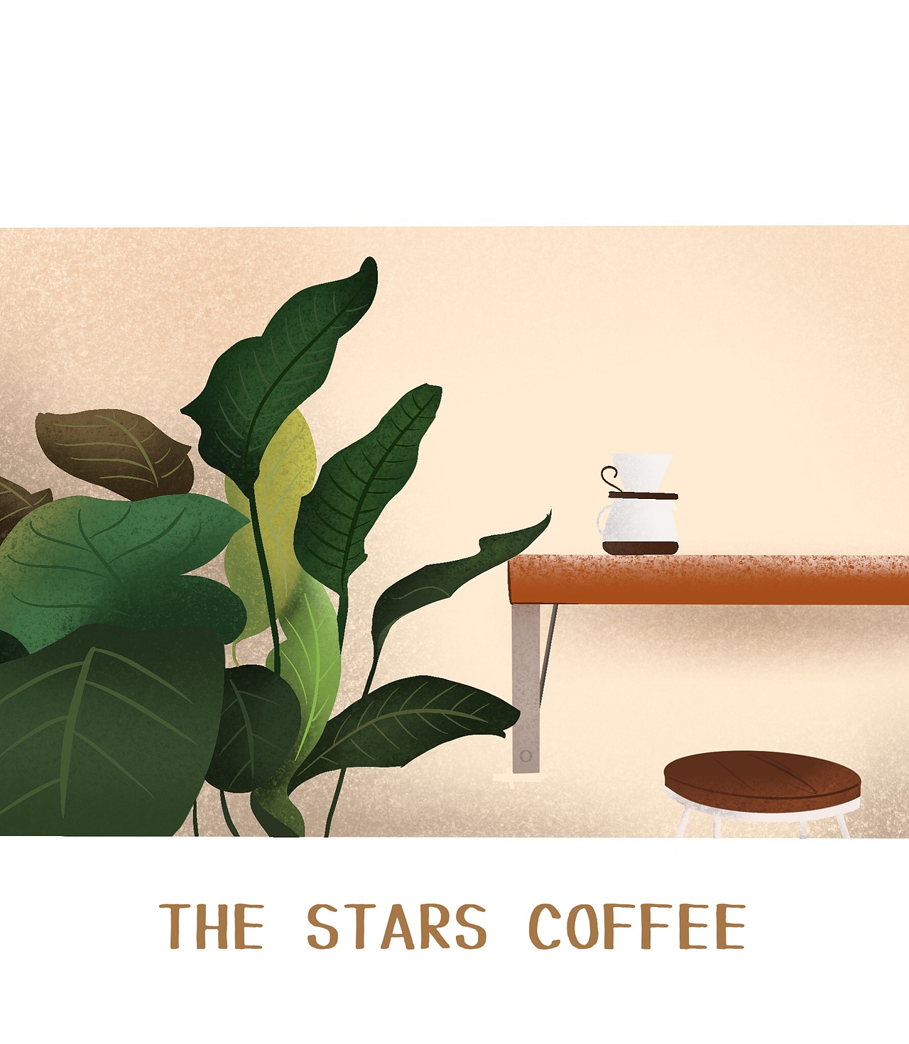 店内标志性的长桌子和绿植