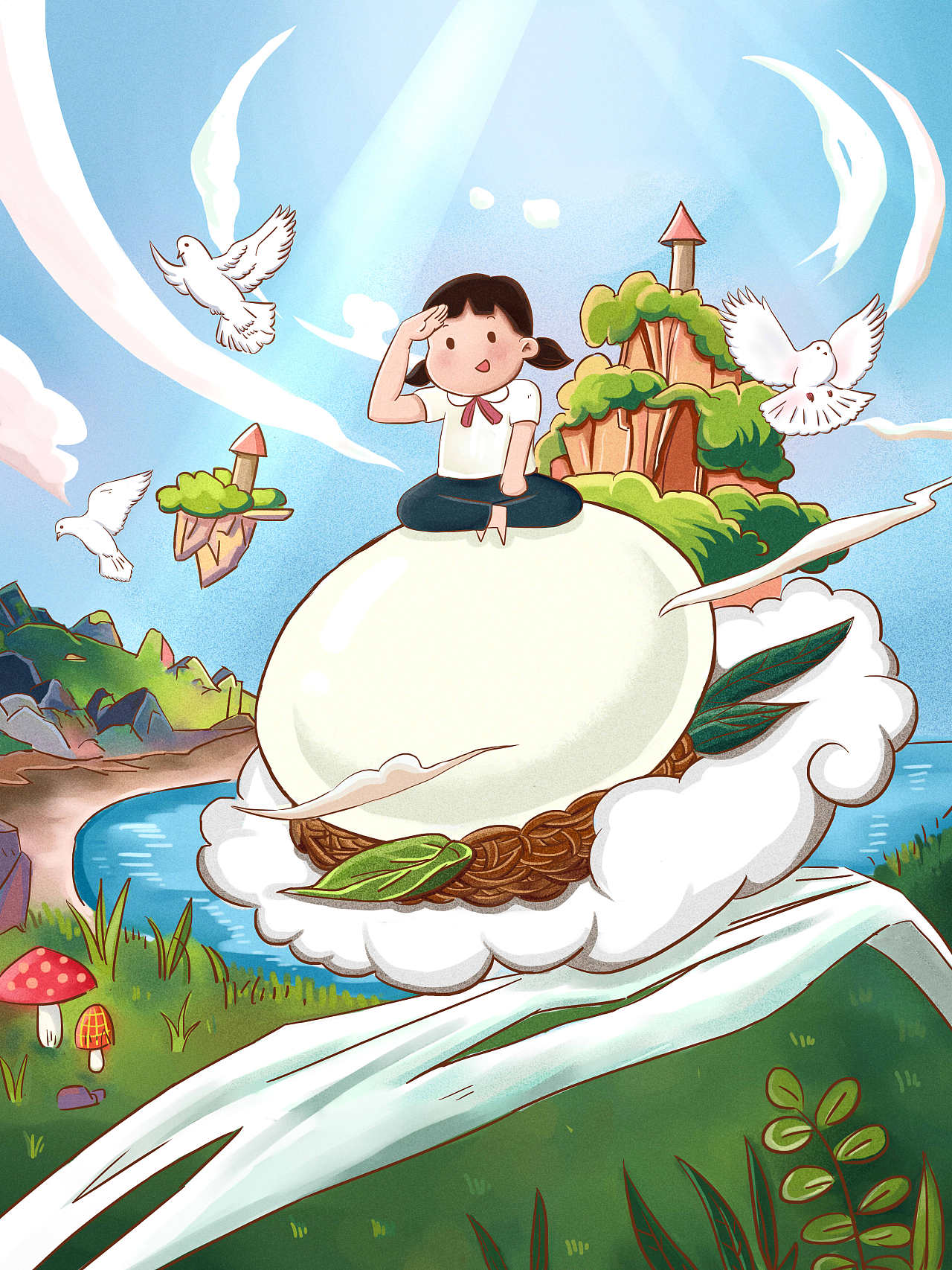 客户说想要鸽子蛋有点魔幻的元素,不过画着