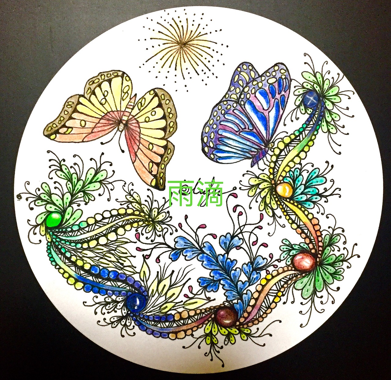 插画 线描 彩色 线条 装饰画 点线面 蝴蝶