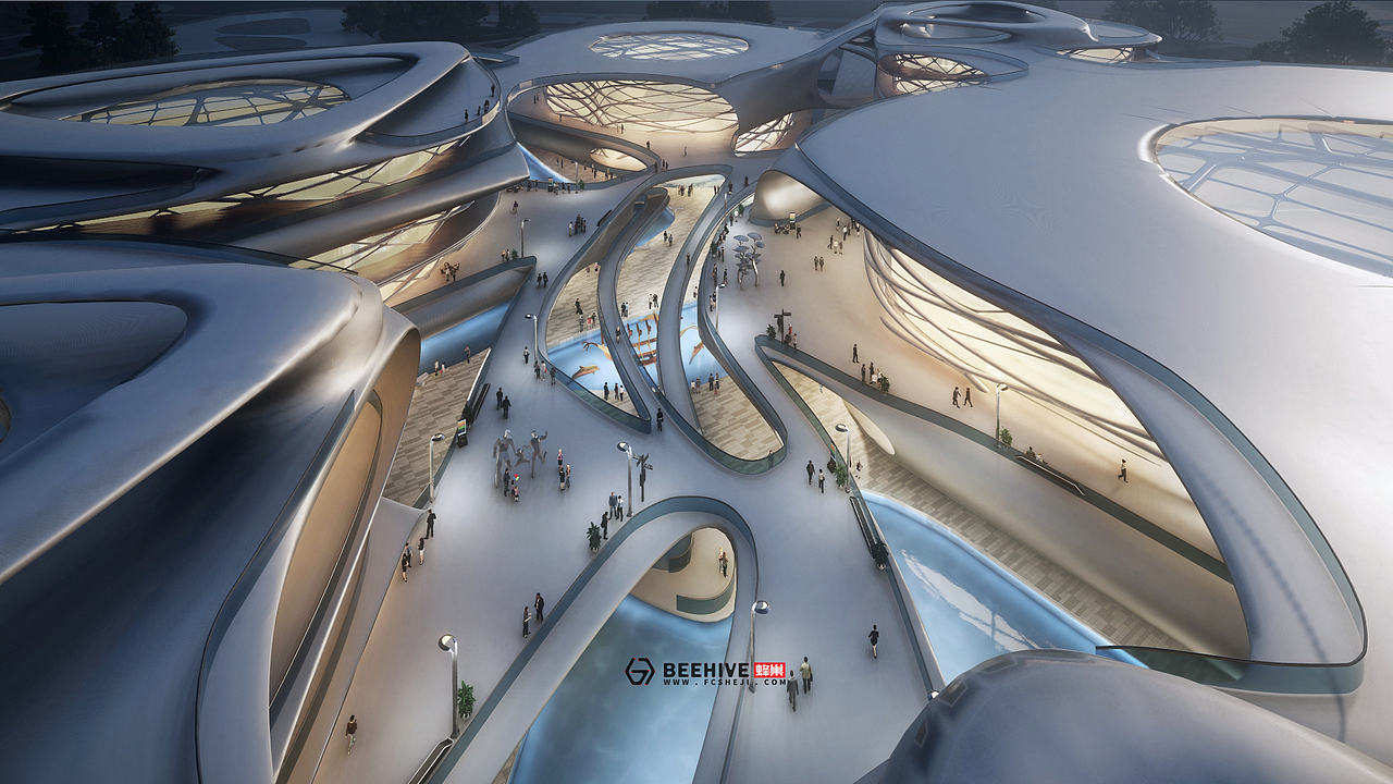 lumion未来科幻感建筑动画 / 西安-临潼三里河文体中心