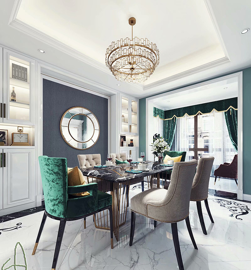 1992-美式轻奢客厅餐厅（图ZMTQ0ODg4NTM2） - 家装设计 - 站酷设计师1992效果图小可原创素材 - 站酷ZCOOL