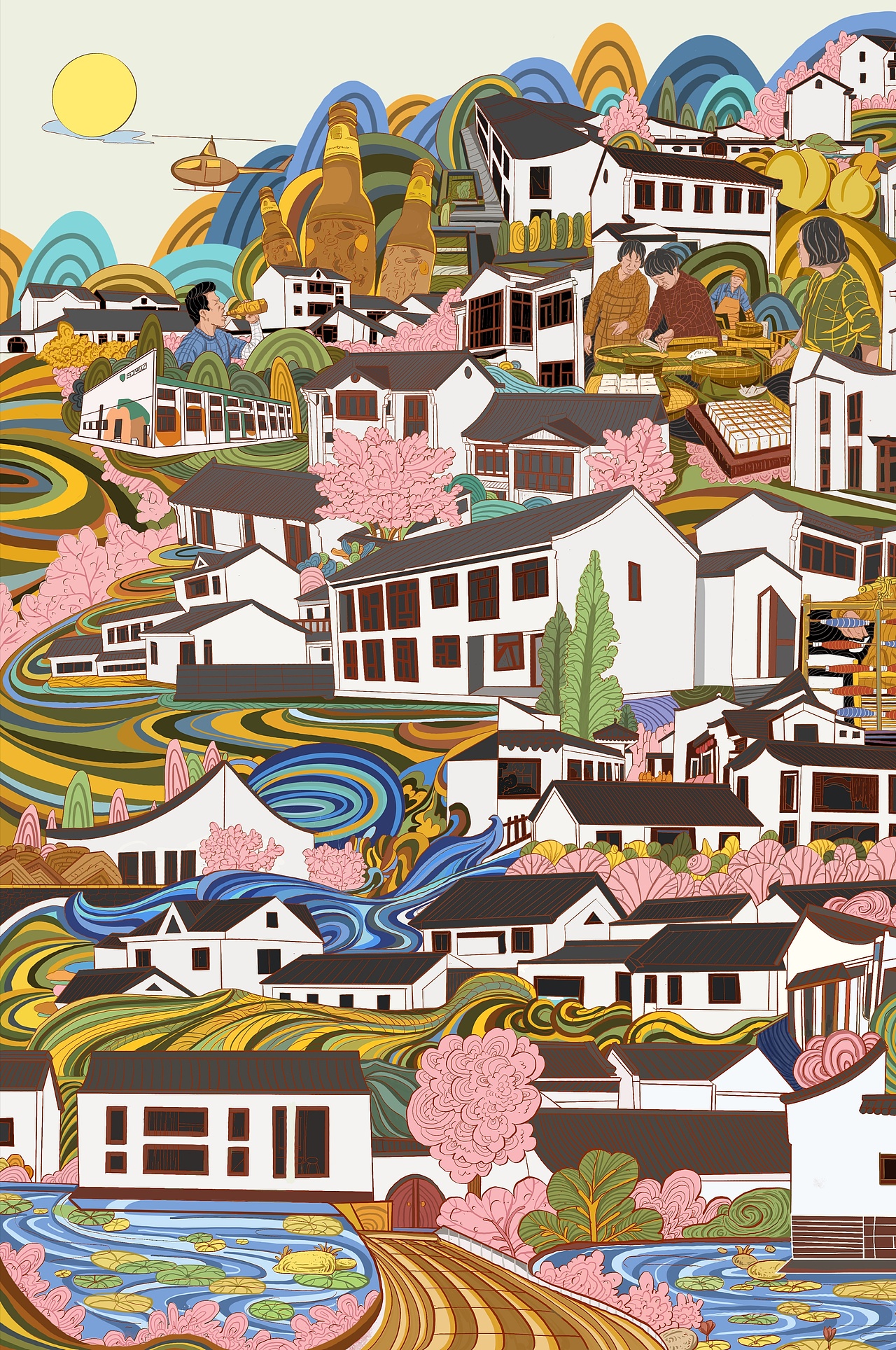 吴房村,乡村振兴计划插画