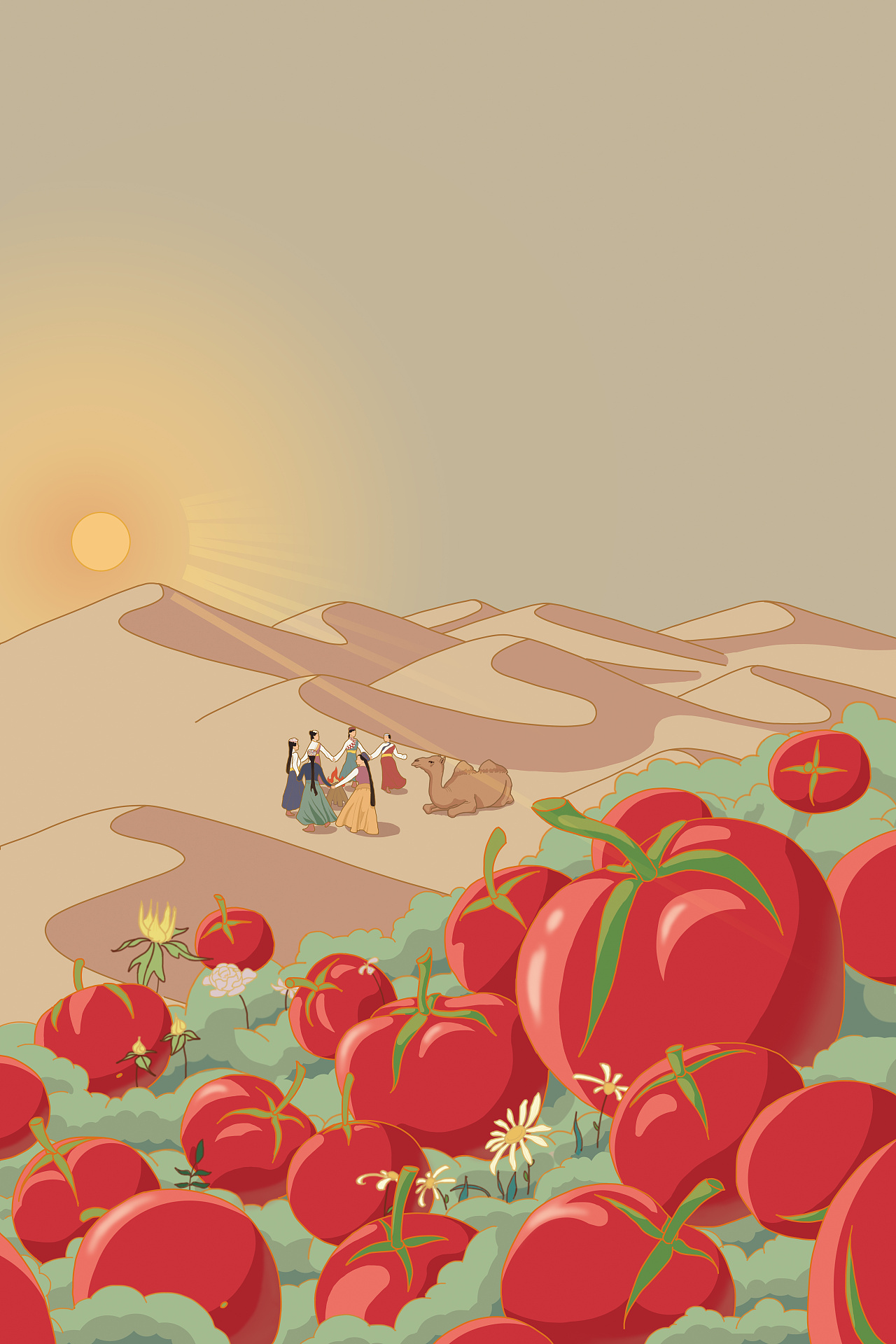 番茄火锅底料包装插画