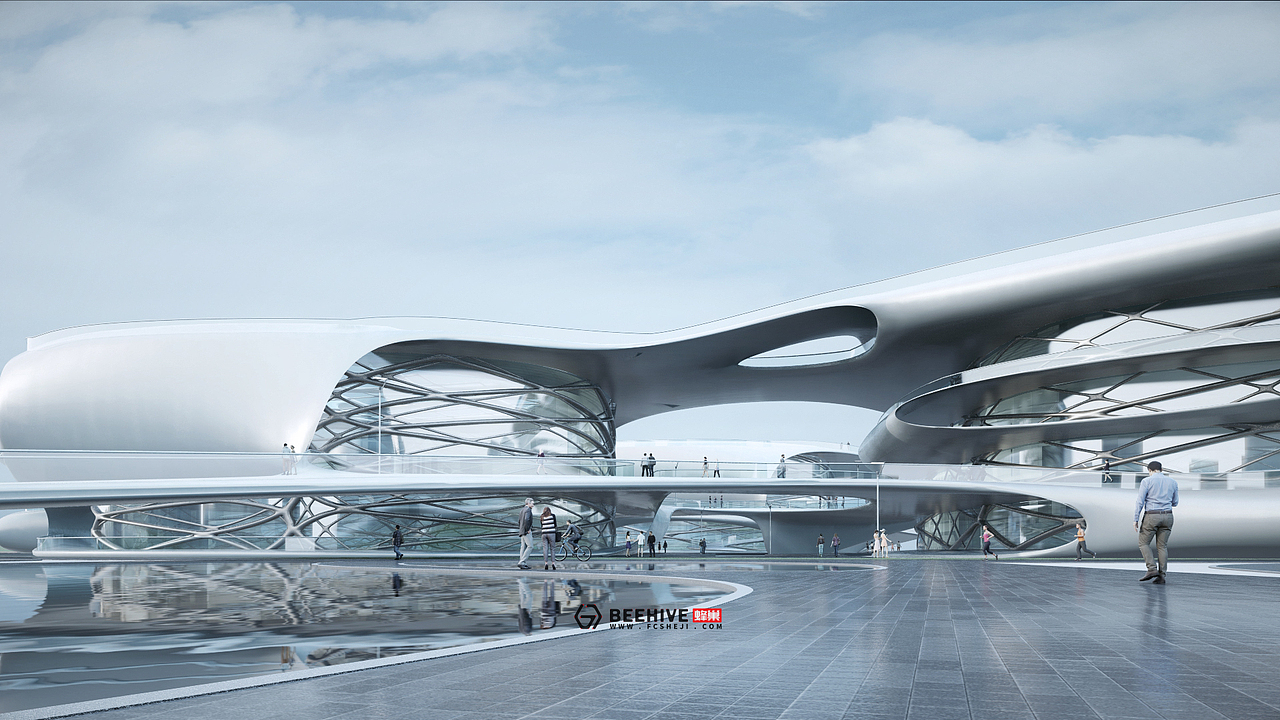lumion未来科幻感建筑动画 / 西安-临潼三里河文体中心
