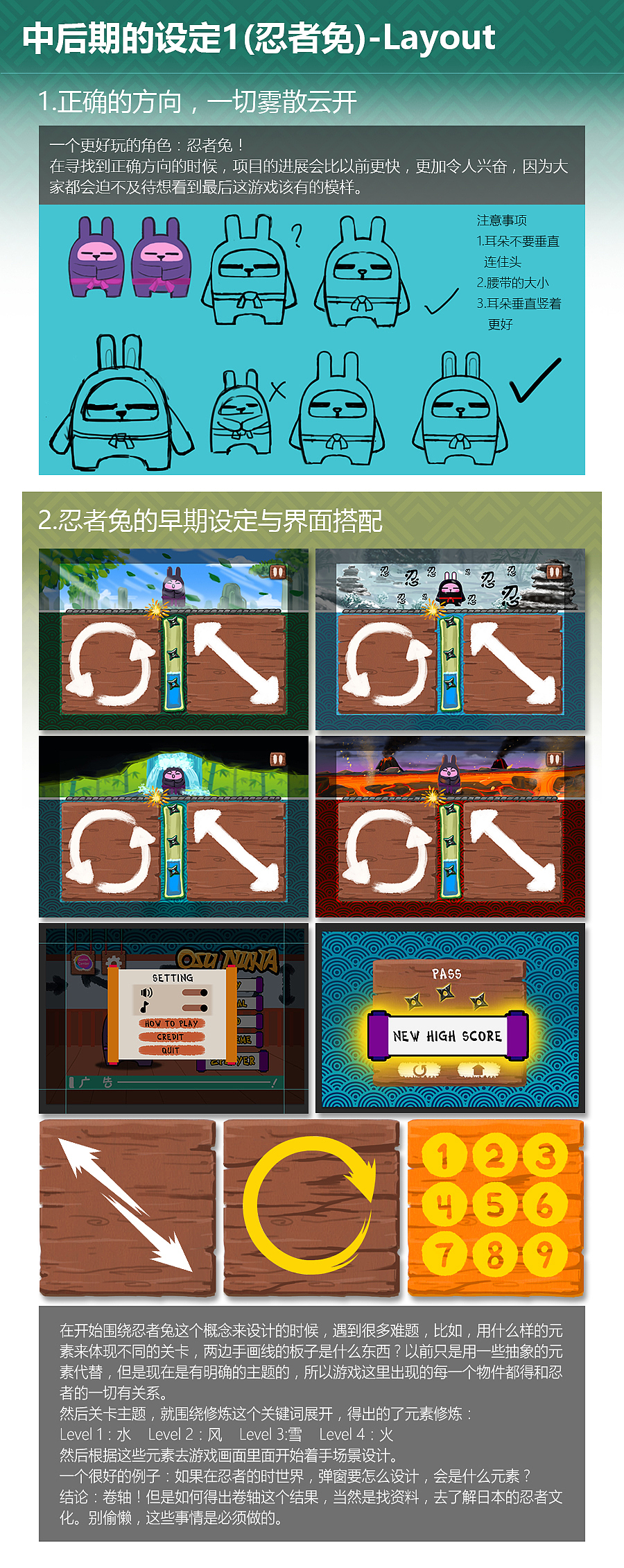 独立游戏《OsuNinjaSplit》的一些设定图与创作历程