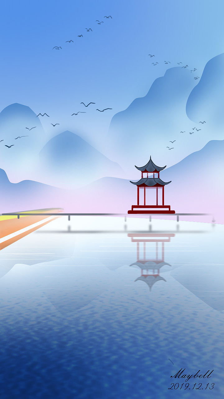 湖心亭|插画|创作习作|zoe缥缈_原创作品-站酷zcool