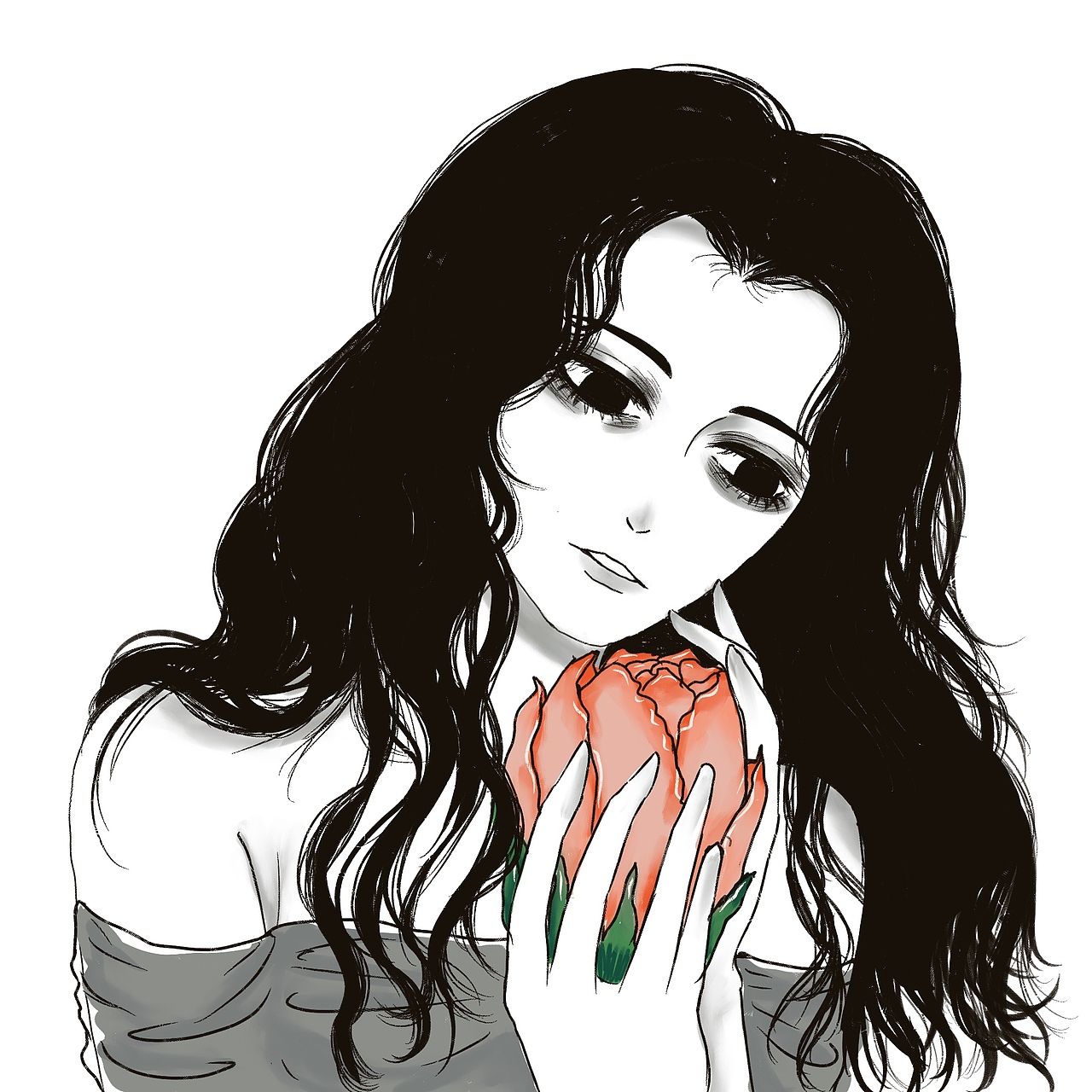 画了一组黑白头像