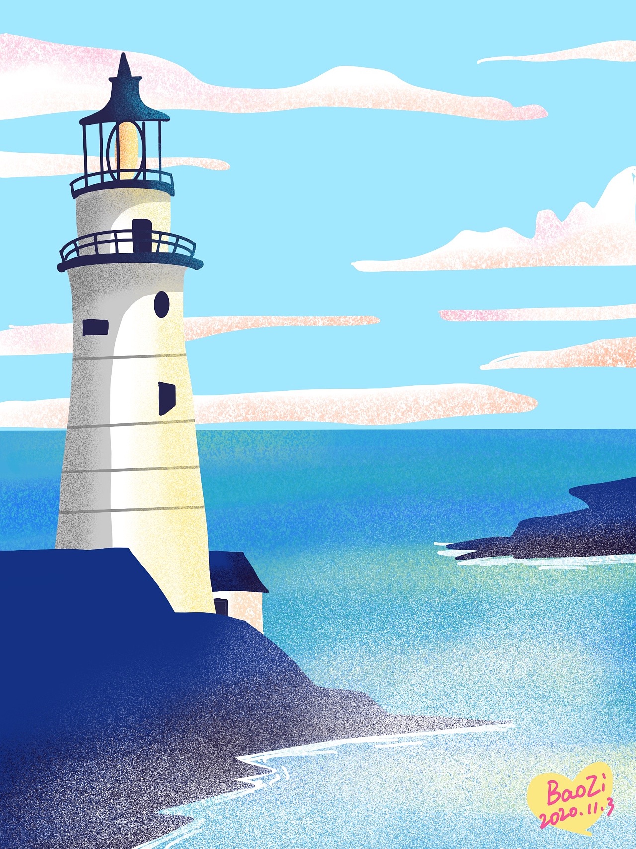 晚安,我心中的灯塔|插画|儿童插画|武花果 - 临摹作品 - 站酷 (zcool)