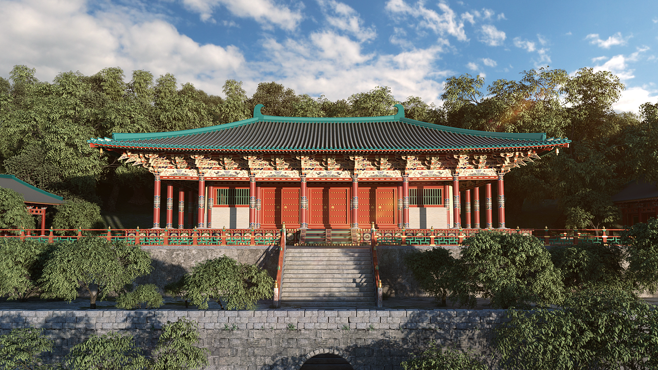 五彩遍装唐风大殿