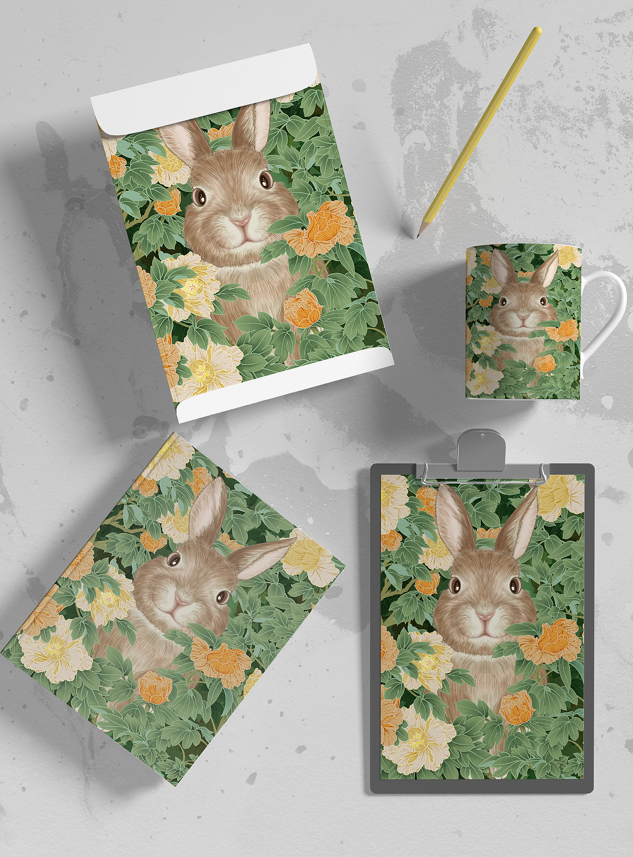 原创插画//生肖花语：卯兔与牡丹（图ZMzI2ODA4OTQw） - 创作习作 - 站酷设计师安晓Annxiao原创素材 - 站酷ZCOOL