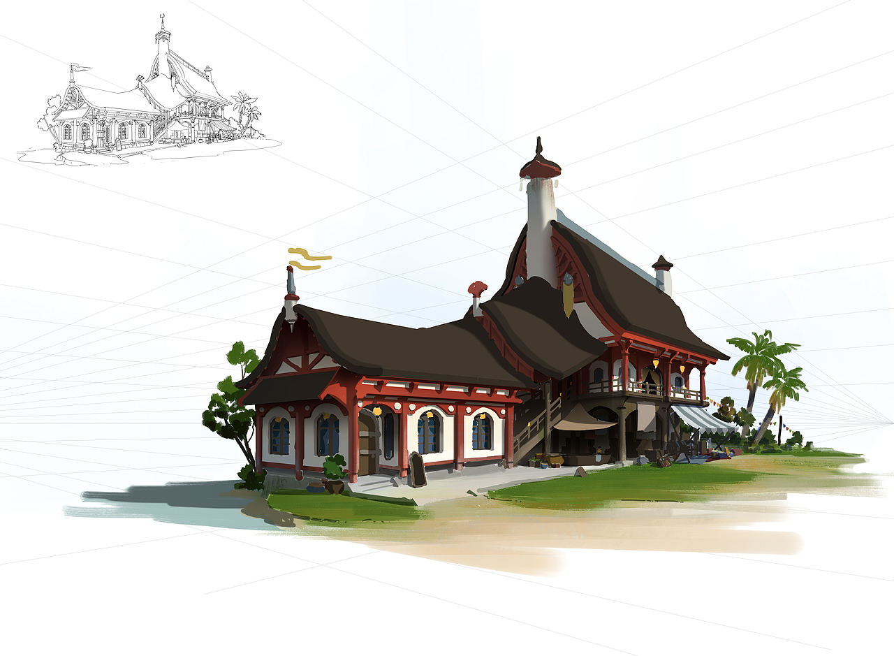 洛克猴（杜震）混合建筑设计课范步骤图（图ZMTE5MjM5MDYw） - 概念设定 - 站酷设计师艺数绘CG原创素材 - 站酷ZCOOL