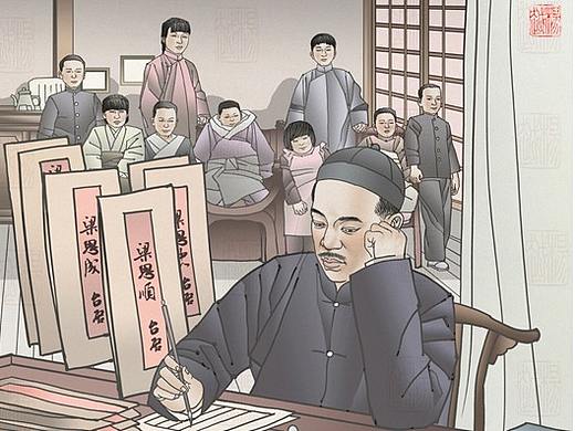 为宁波家风馆背景画~层板画~景箱画~国画~展馆