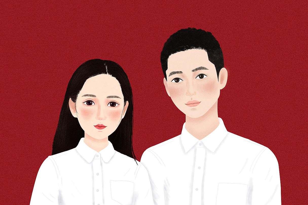 结婚证插画（图ZMTY2MjY2MjUy） - 艺术插画 - 站酷设计师田埂旅客原创素材 - 站酷ZCOOL
