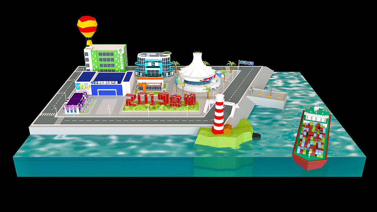 C4D穿梭小海滨城市场景（图ZMTk1MDM3NjMy） - 动画/影视 - 站酷设计师萧阅原创素材 - 站酷ZCOOL