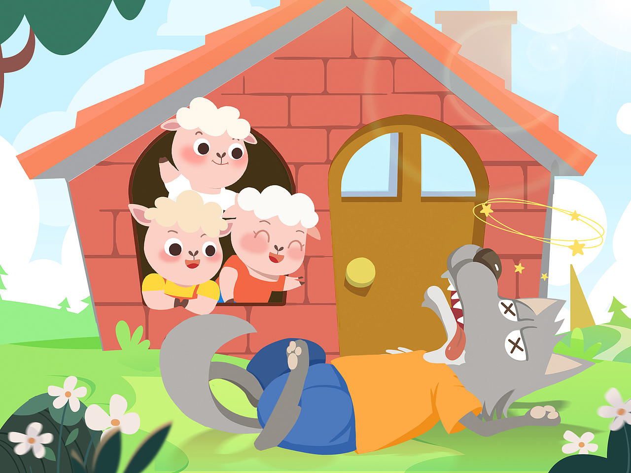 《三只小羊》儿童绘本--VIPKID的项目（图ZMjk1MjQ3NDc2） - 绘本 - 站酷设计师迪小咩原创素材 - 站酷ZCOOL