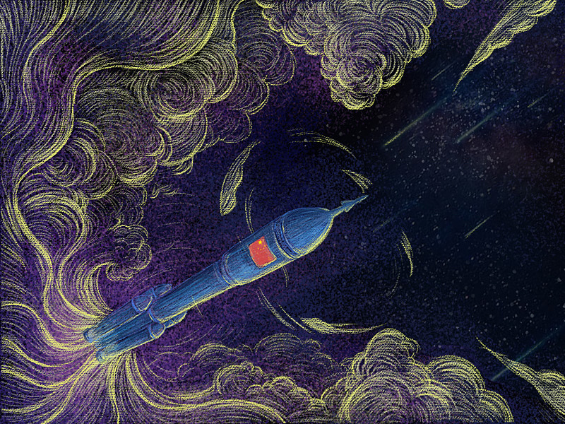 神舟十三号发射海报|插画|商业插画|coinlm7_原创作品-站酷zcool
