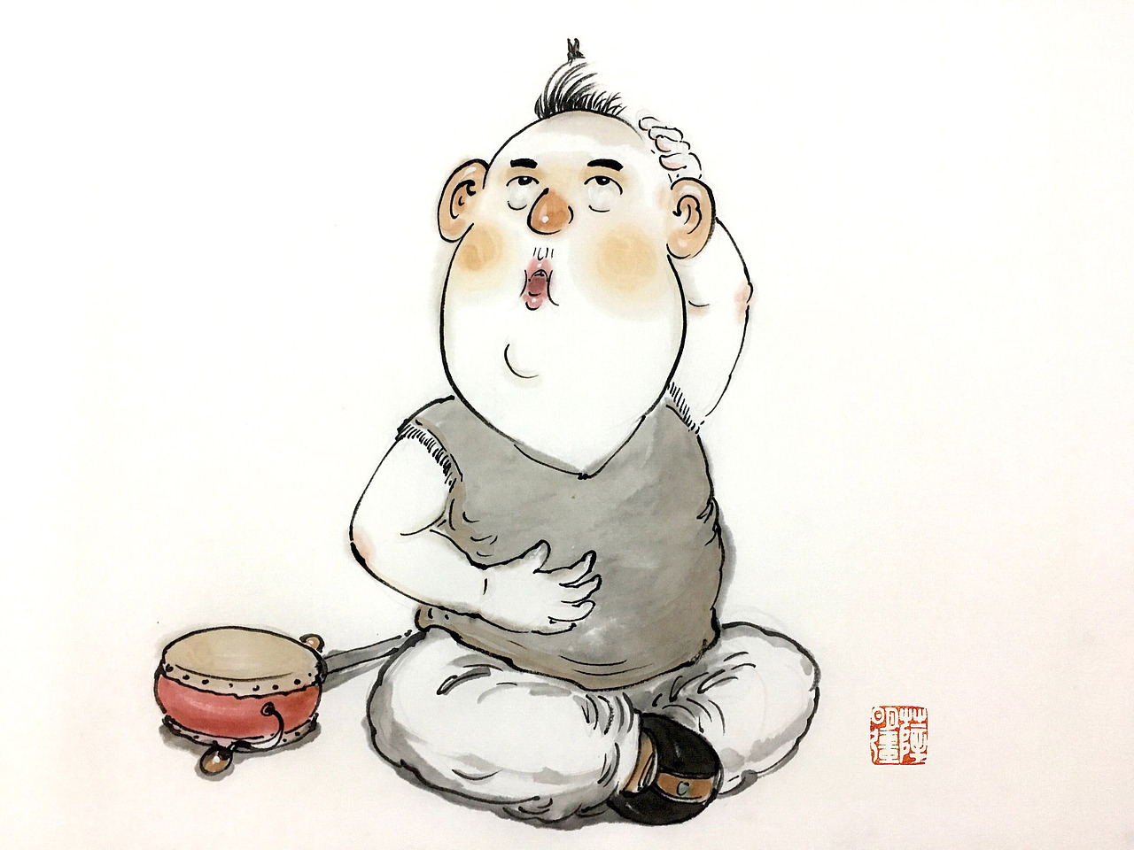 风趣幽默水墨漫画