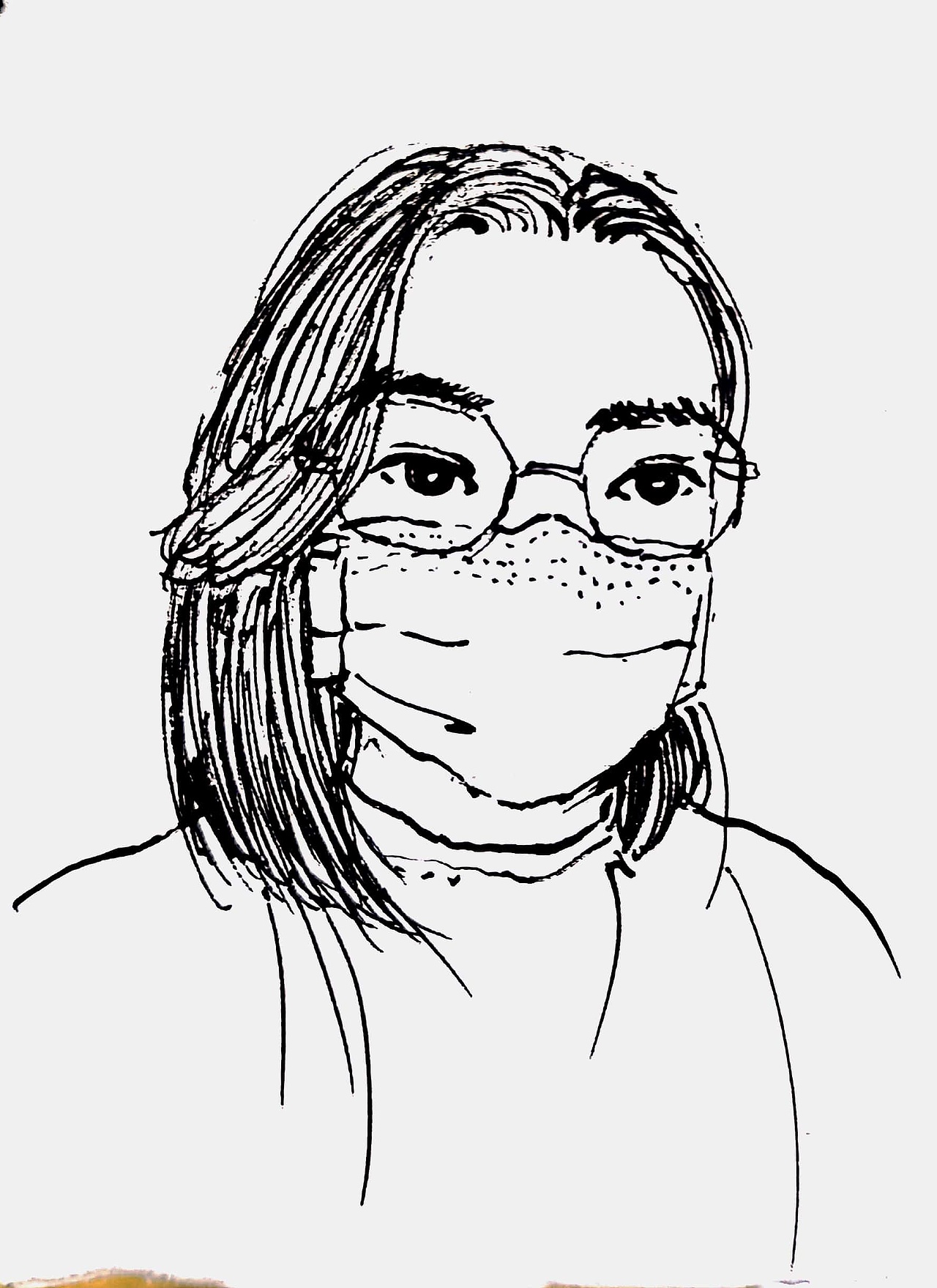 手绘黑白线稿头像