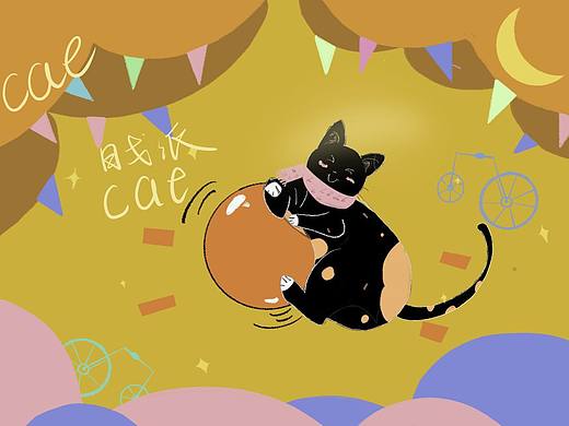 儿童插画_小场景猫咪