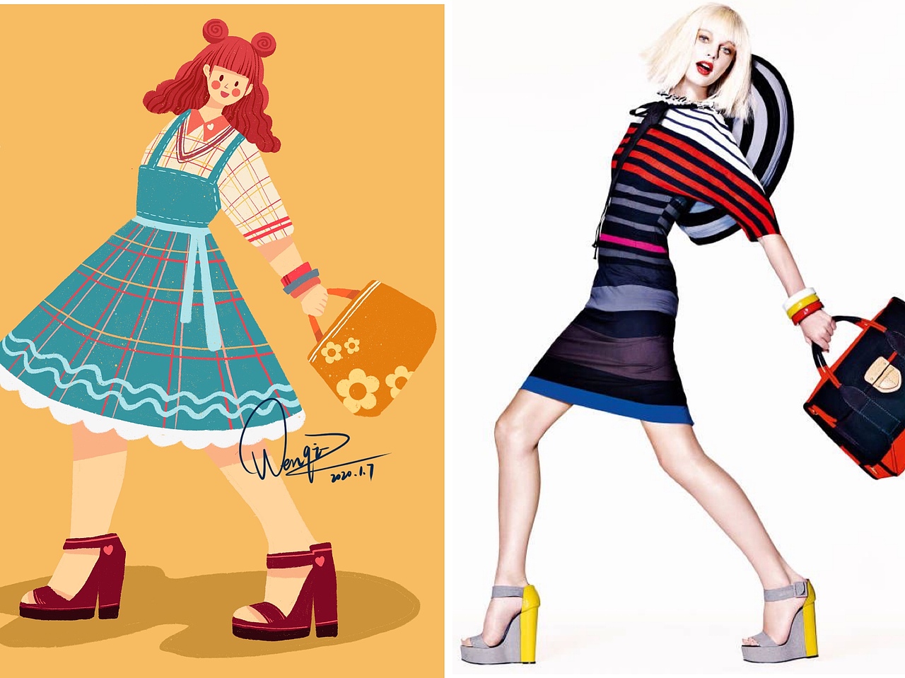 时尚人物穿搭练习（图ZMjQxOTAwOTY4） - 商业插画 - 站酷设计师周周ZhouZ原创素材 - 站酷ZCOOL