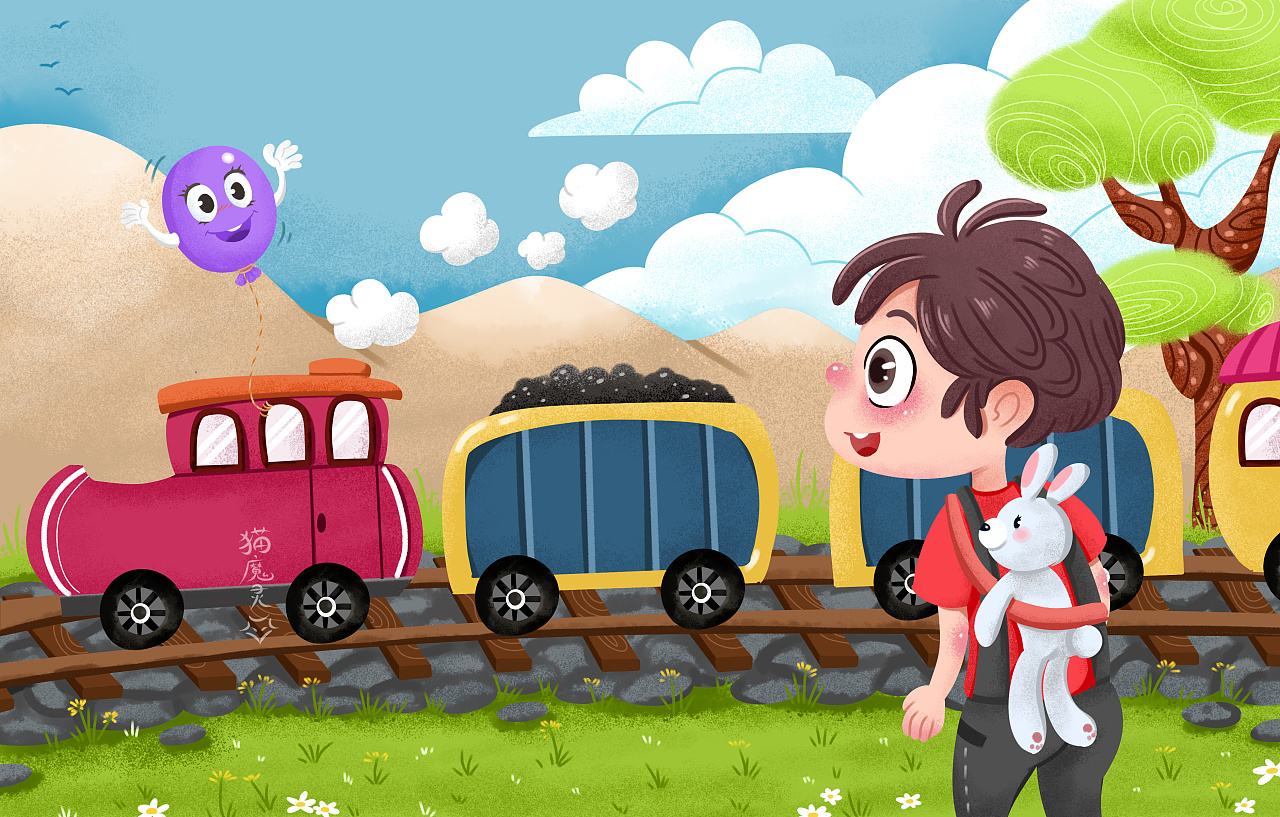 水彩插画-夏天的小火车|插画|儿童插画|红绿 - 原创作品 - 站酷 (ZCOOL)
