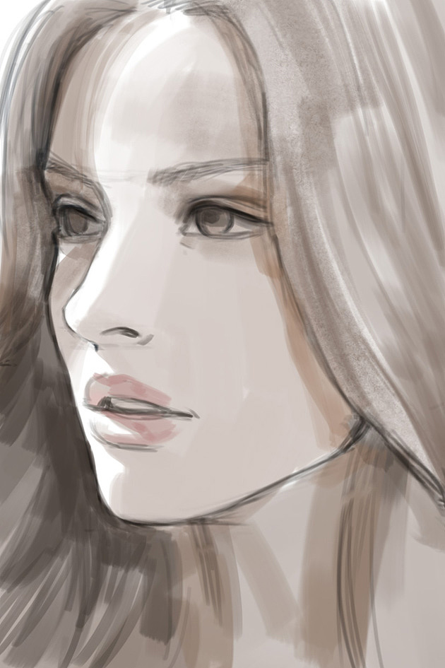 草图阶段,这个阶段虽然不用考虑过多细节,但是将人物的脸型和五官位置定位准确也是很重要的。