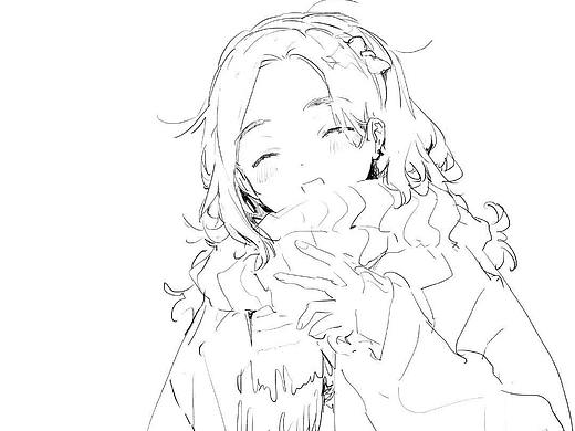 【绘画素材】冬日里的甜美可爱少女线稿！新手速速码住