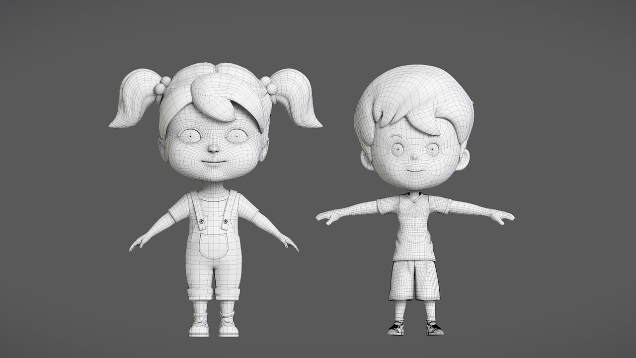 卡通人物三维建模动画角色三维人物小男孩卡通形象设计