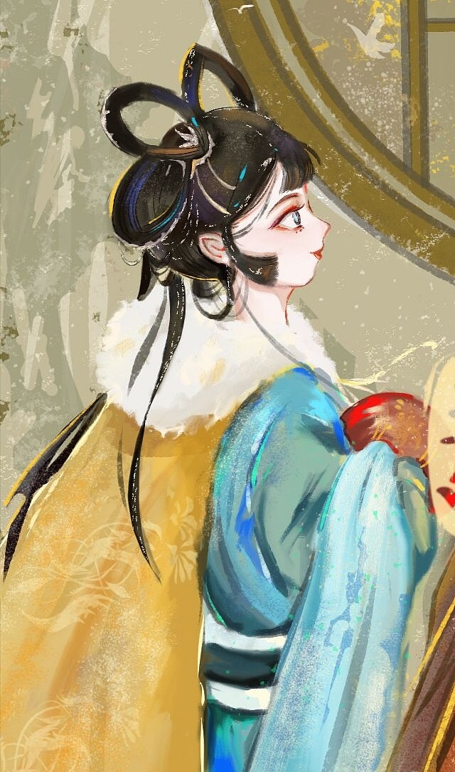 古风插画小姐与侍卫