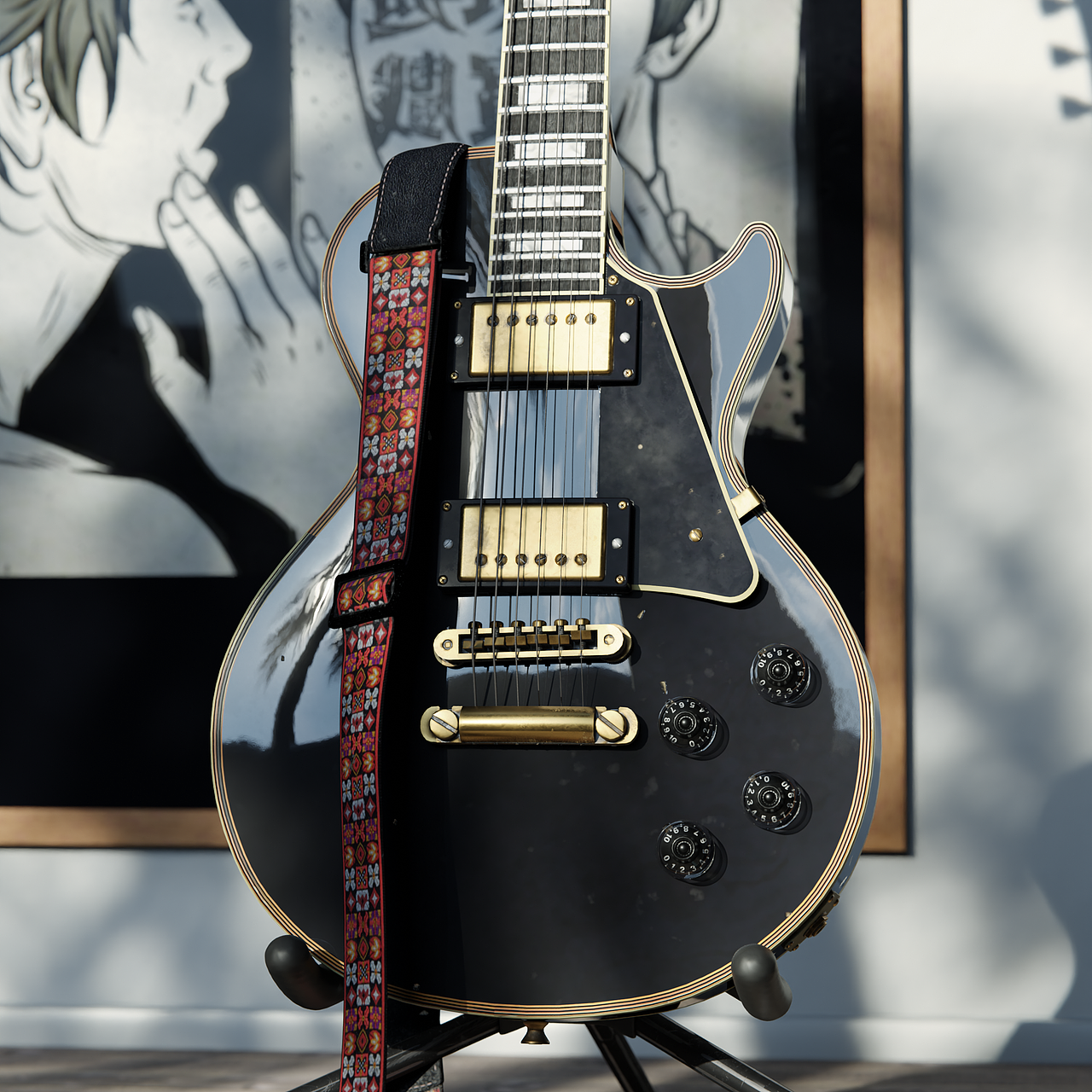 gibson les paul黑美人电吉他 - blender渲染