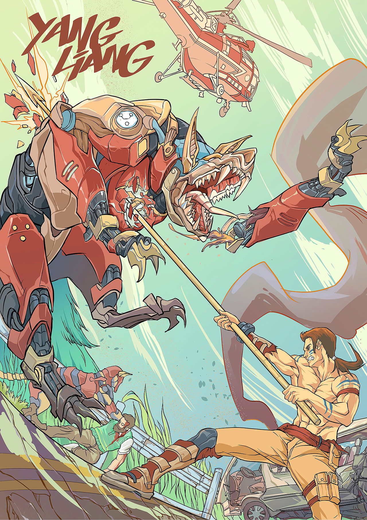 简化上色之后发现效率高了好多,但是感觉缺乏笔触肌理,下一张来个肌理试试