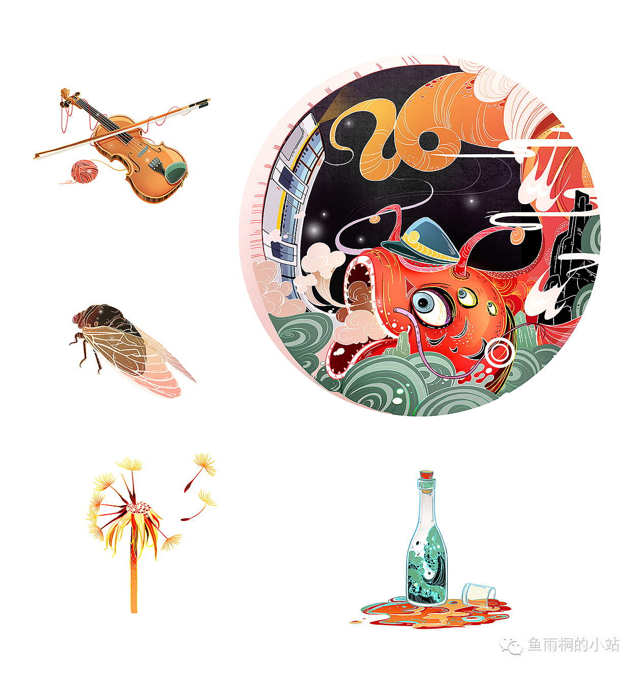 更新一些拟人动物、静物与建筑的元素（图ZOTYyNDYwMjg=） - 儿童插画 - 站酷设计师鱼雨桐原创素材 - 站酷ZCOOL