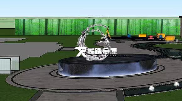 定制营销中心水景雕塑手工锻造镜面不锈钢浪花雕塑图片