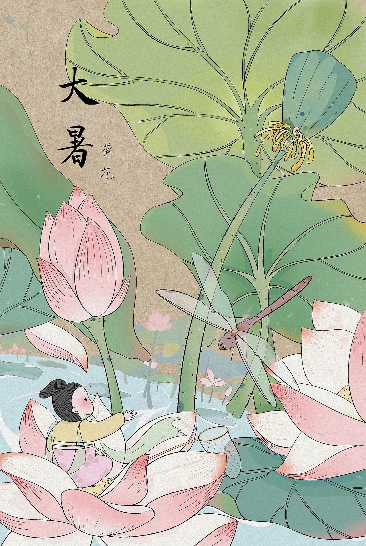 古风插画|二十四节气时令花——夏篇合集