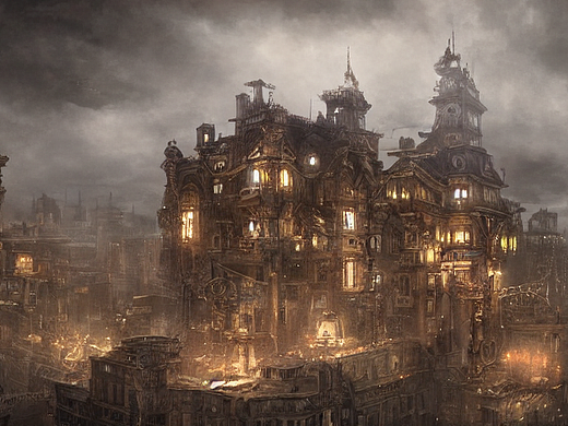 #AI创作实验室#古风建筑云雾缭绕灯火辉煌（个人主页-ZNjIyNDY2NzY=） - AI作品 - 站酷设计师Z898484841原创素材 - 站酷ZCOOL