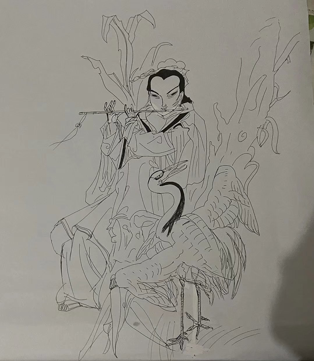 八仙~(中性笔,蜡笔画,2021年,临摹画)
