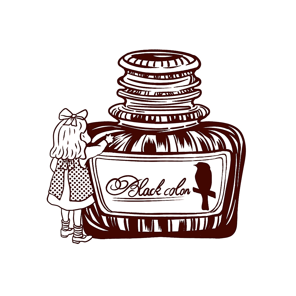 墨水瓶主题黑白插画（图ZMTEzMjI5ODMy） - 商业插画 - 站酷设计师合家欢阿欢原创素材 - 站酷ZCOOL