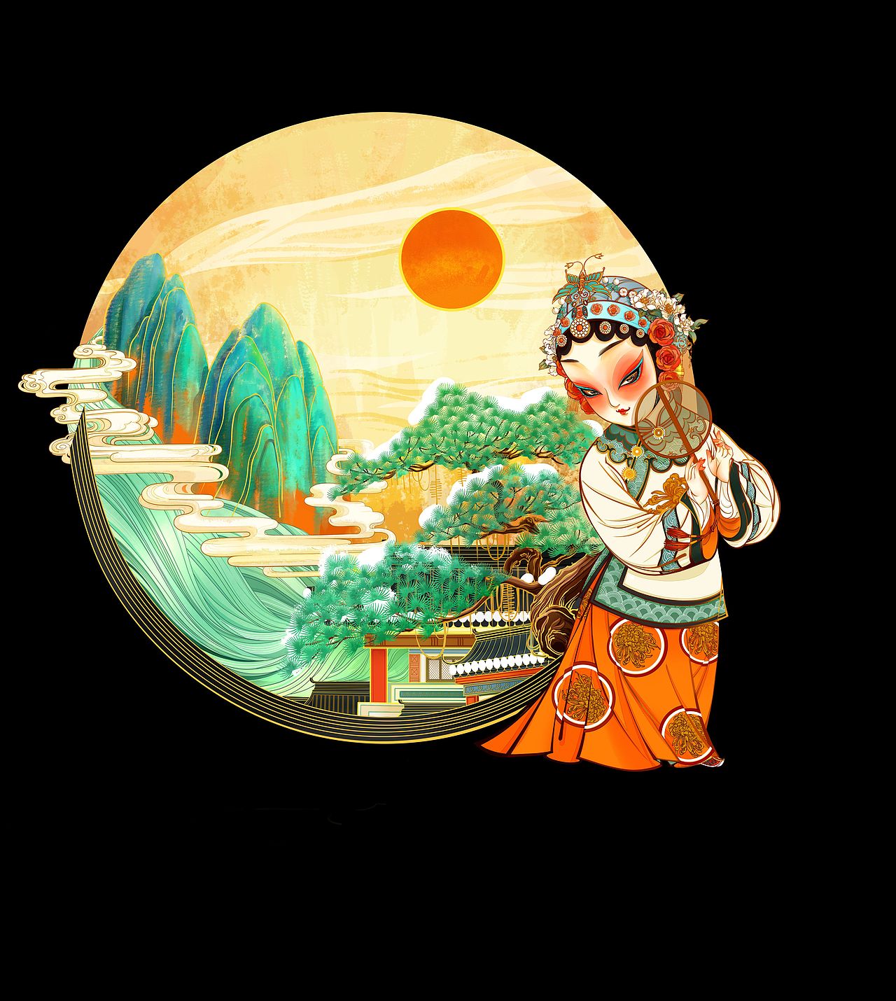 国潮Q版京剧人物插画（图ZMjg1NDAxMTMy） - 商业插画 - 站酷设计师苏子0113原创素材 - 站酷ZCOOL