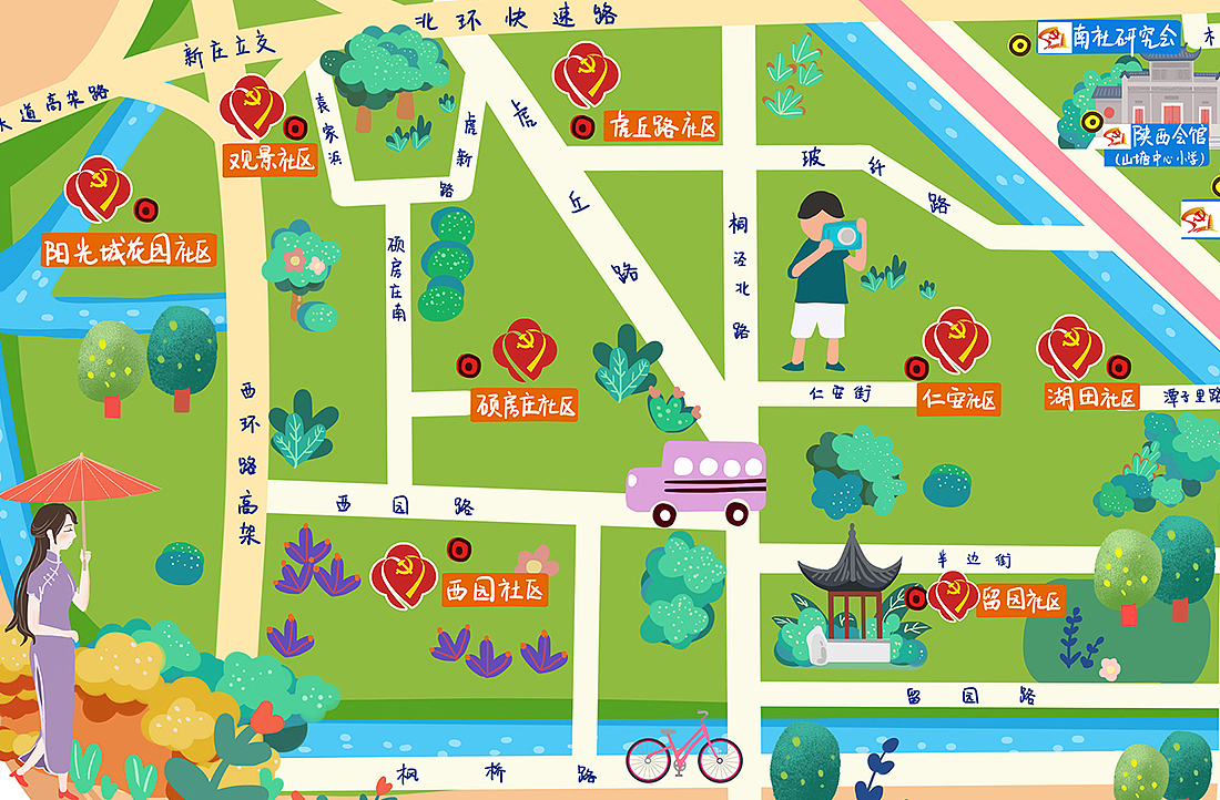虎丘街道手绘地图（图ZMTEzMTE1NzA0） - 商业插画 - 站酷设计师达达牧原创素材 - 站酷ZCOOL