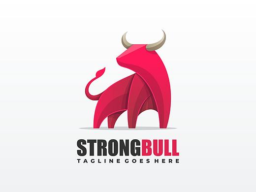国外炫彩风格牛logo标志AI素材