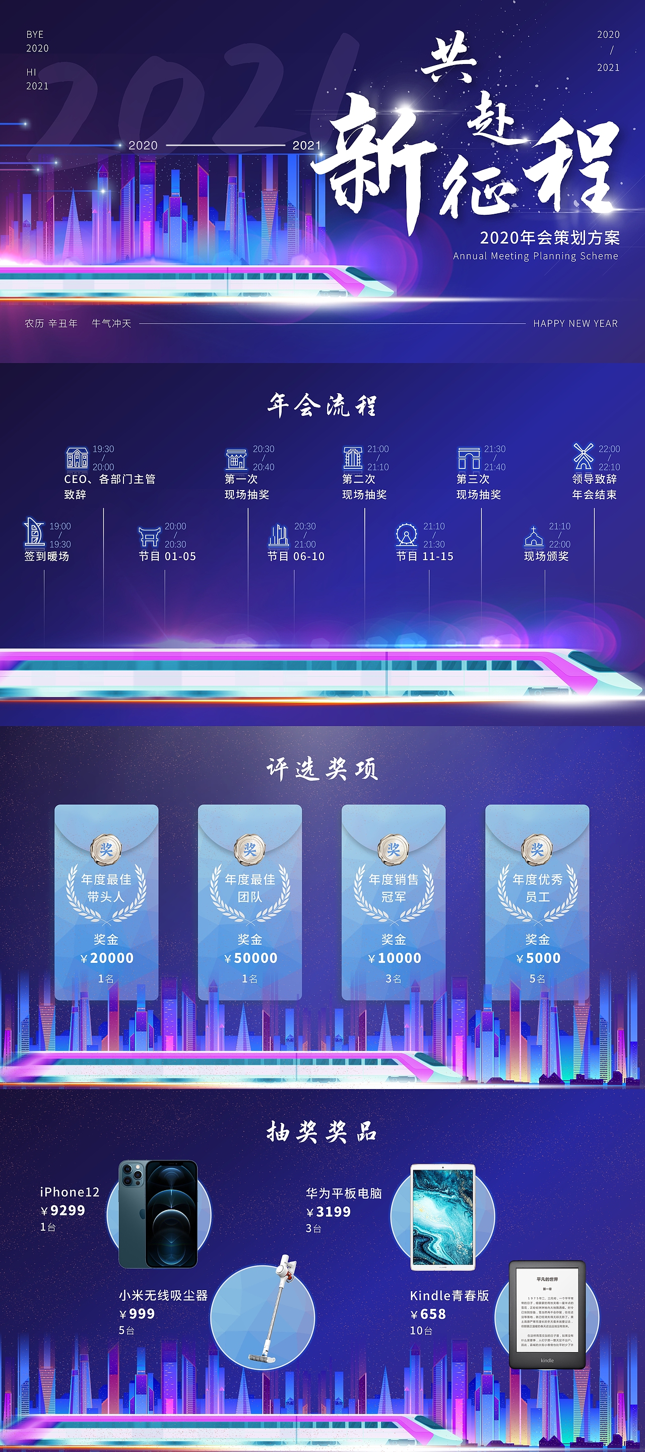 【PPT案例】年会活动策划 ppt模板 新一年，共赴新征程（图ZMjM3MjM1NDEy） - PPT/Keynote - 站酷设计师盐小盐PPT原创素材 - 站酷ZCOOL