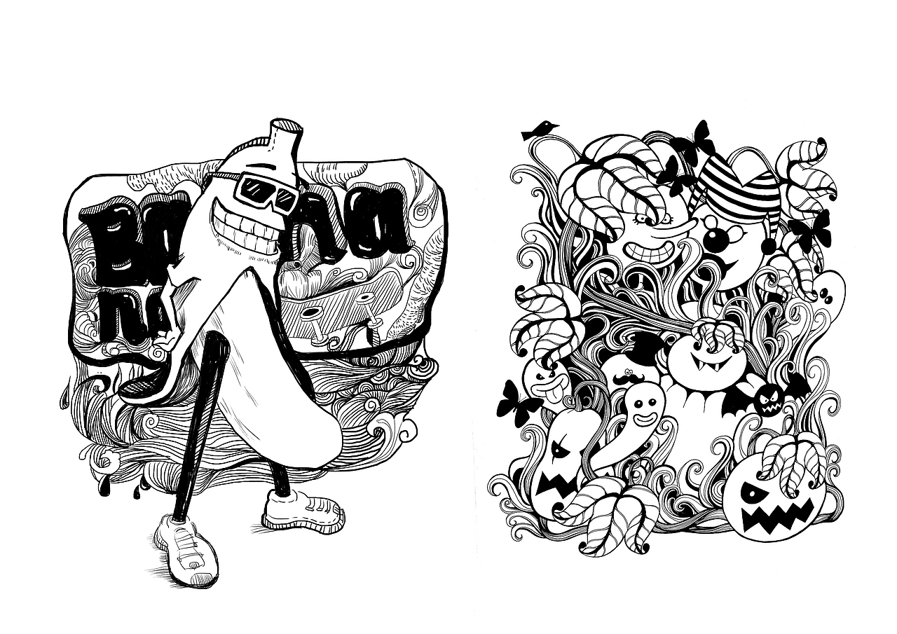 临摹黑白线稿习作