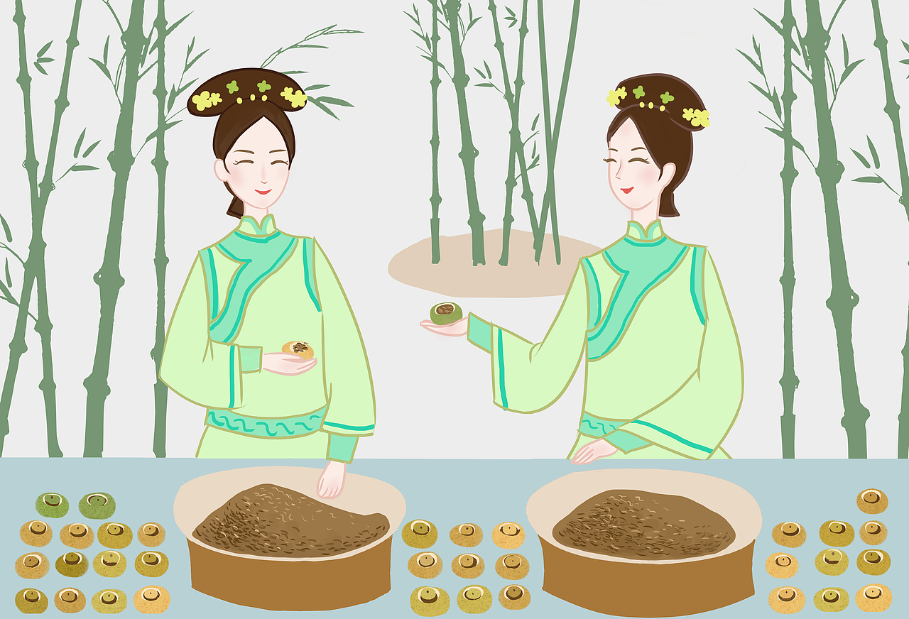 柑普茶插畫場景/清宮女子形象創(chuàng)作（圖ZMTMyNzU1MTQw） - 商業(yè)插畫 - 站酷設(shè)計(jì)師鯨過原創(chuàng)素材 - 站酷ZCOOL