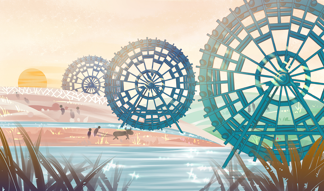 【插画】水车（图ZMjUzNTE5ODc2） - 创作习作 - 站酷设计师啾比猛汉原创素材 - 站酷ZCOOL