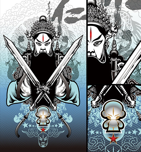 矢量京剧风-刘关张