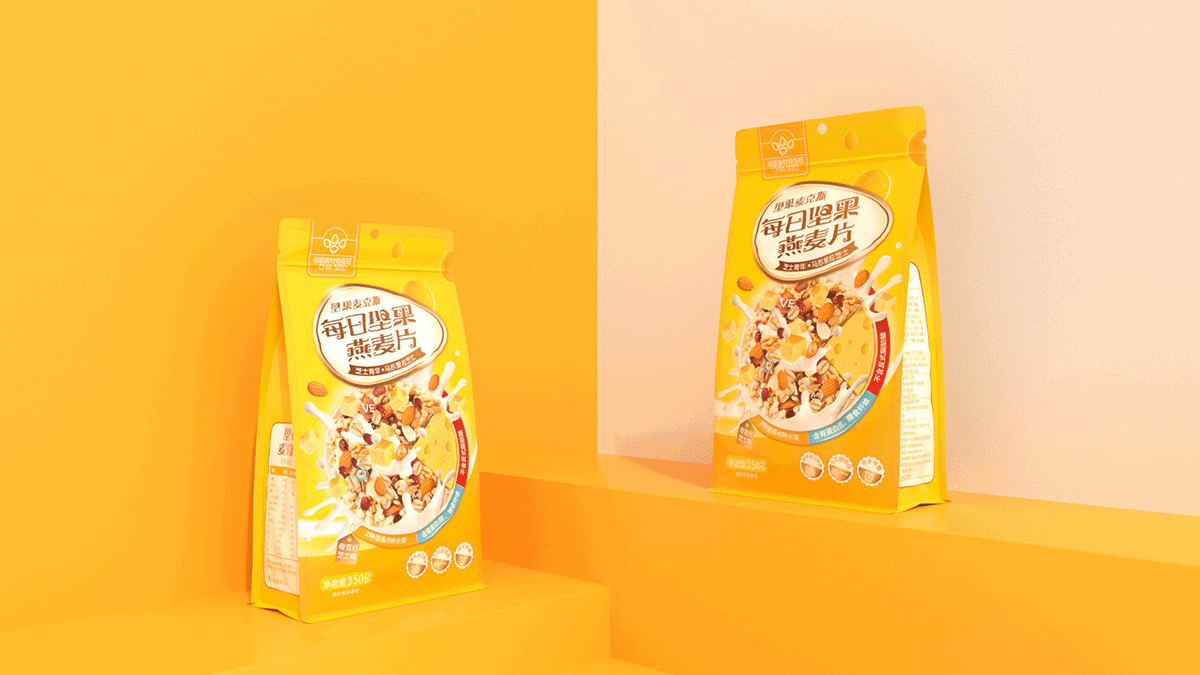 洽洽坚果麦克斯每日坚果燕麦片包装设计
