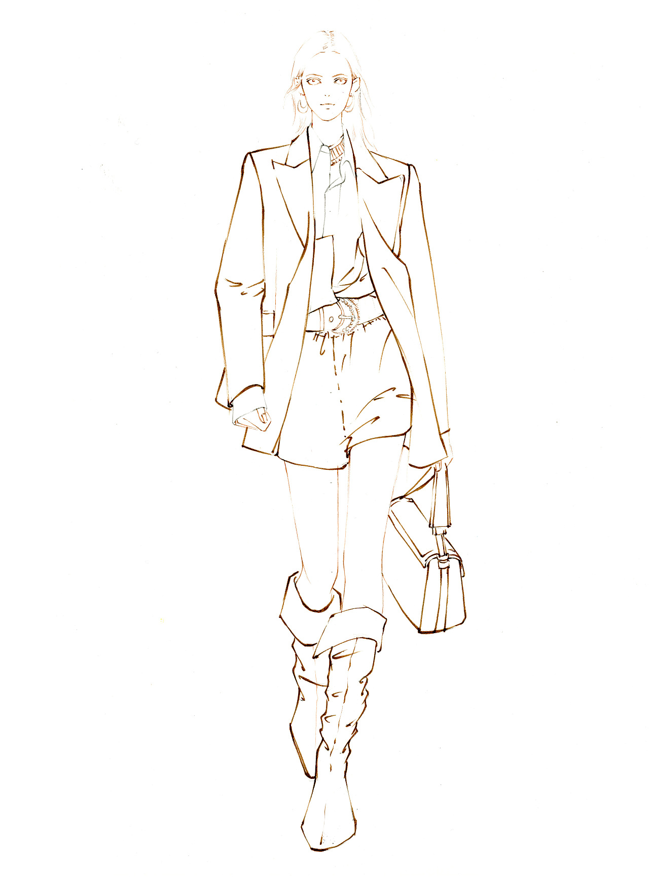 服装设计考研手绘——职业装步骤|服装|休闲/流行服饰|零一手绘